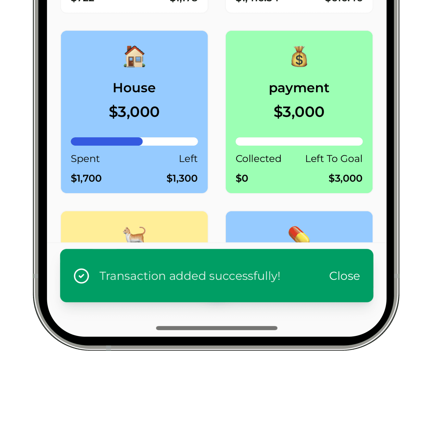 Spendlyで支出を記録した後の即時確認画面